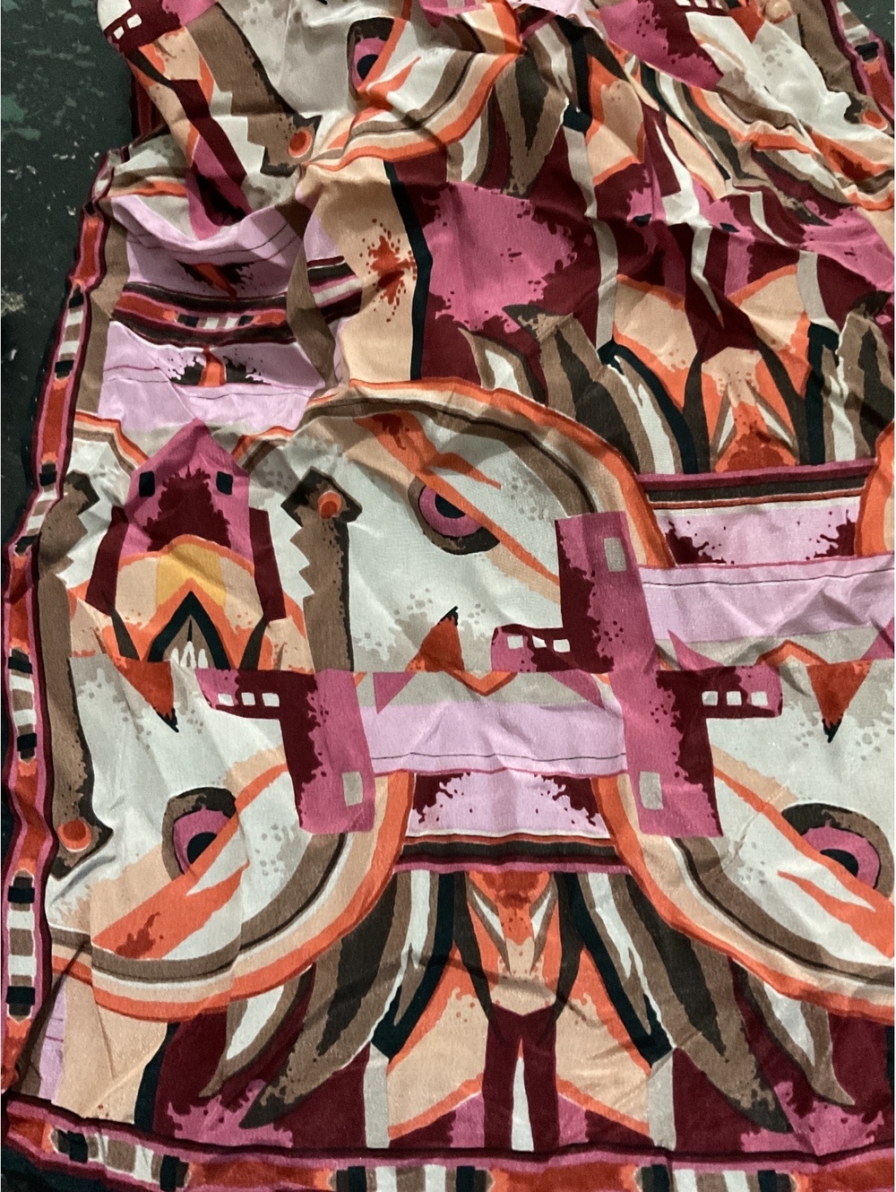 Handmade 100% Silk Colorful Abstract Pattern Scarf - Picture 3 of 7